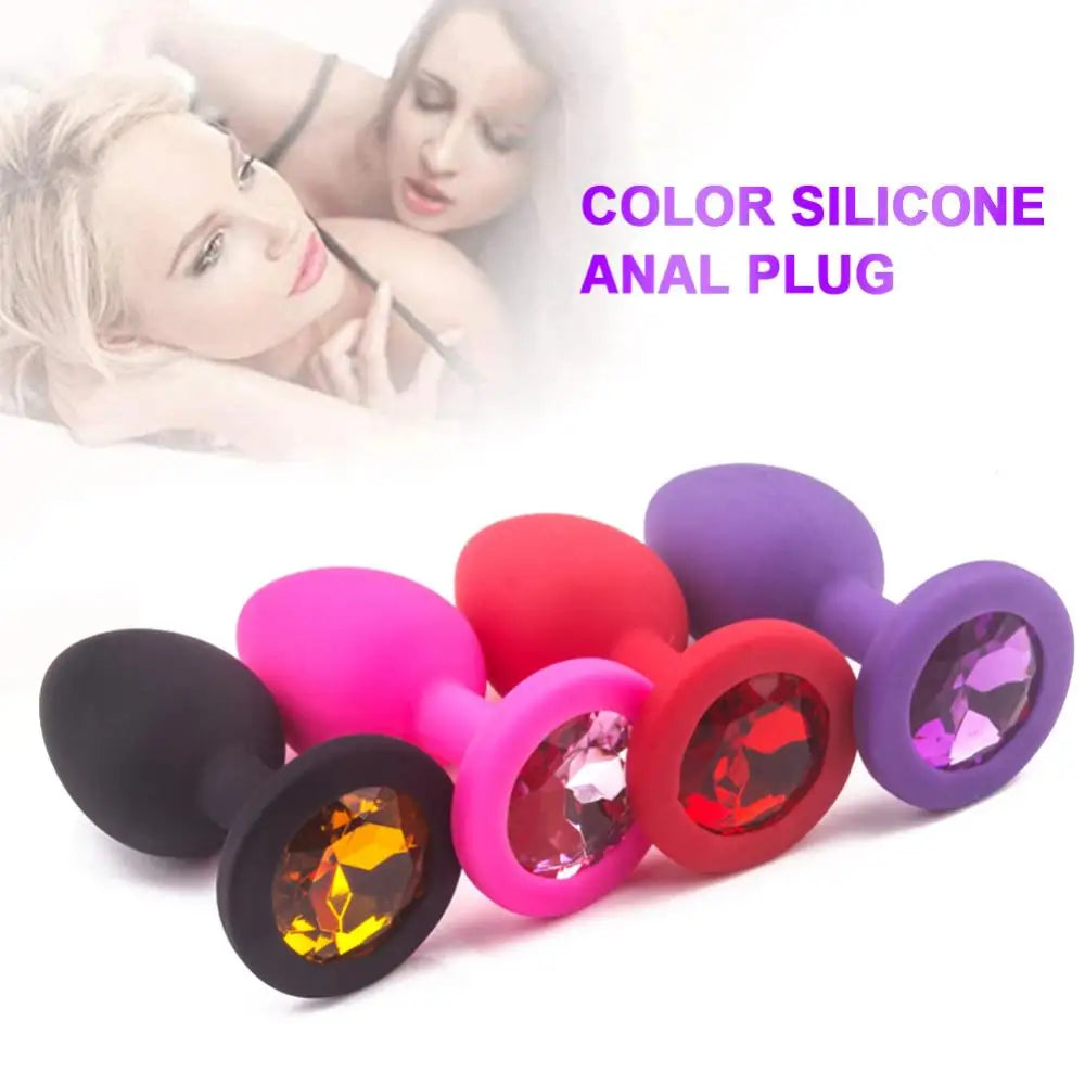 Sex Toy Anal Plug 3D Faux Diamond Silicone Butt Masturbation Couple Flirting Sex Toy